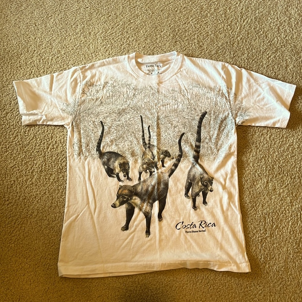 Costa Rica White Short Sleeve Shirt | Large Sized Made by Tropic Joe’s